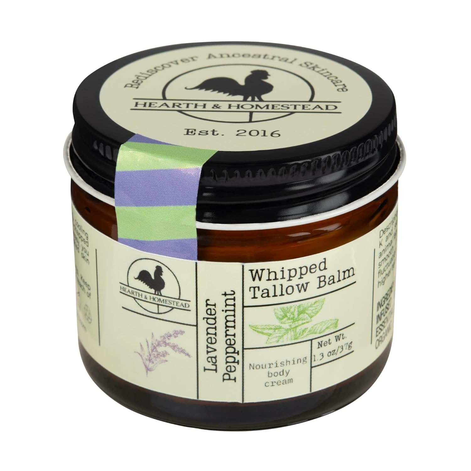 Hearth and Homestead: Handmade Whipped Tallow Balm, Organic, Moisturizer, Body Butter with Infused Olive Oil, for Eczema, Rosacea, Baby (Lavender)