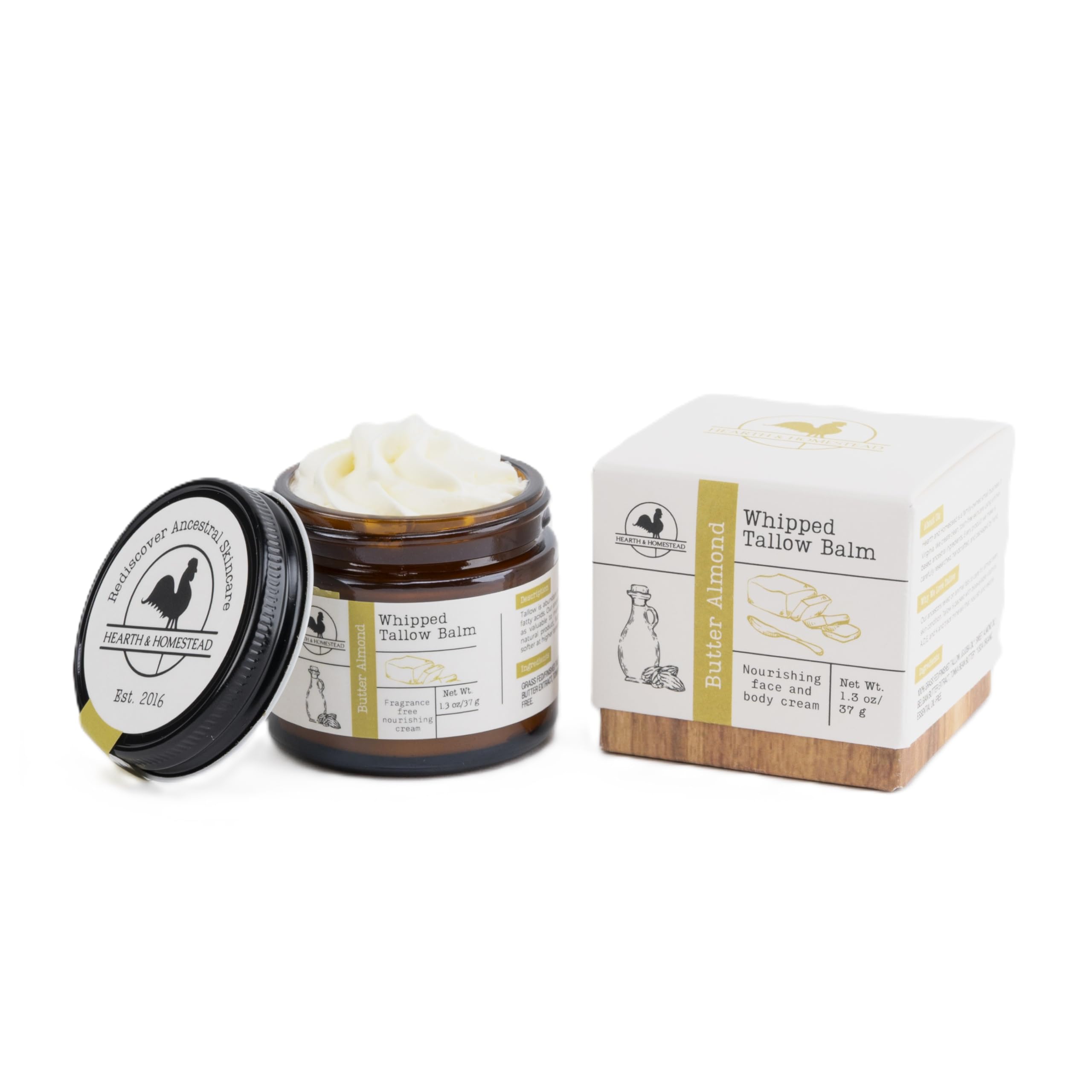 Hearth and Homestead: Handmade Whipped Tallow Balm, Organic, Moisturizer, Body Butter with Infused Olive Oil, for Eczema, Rosacea, Baby (Lavender)