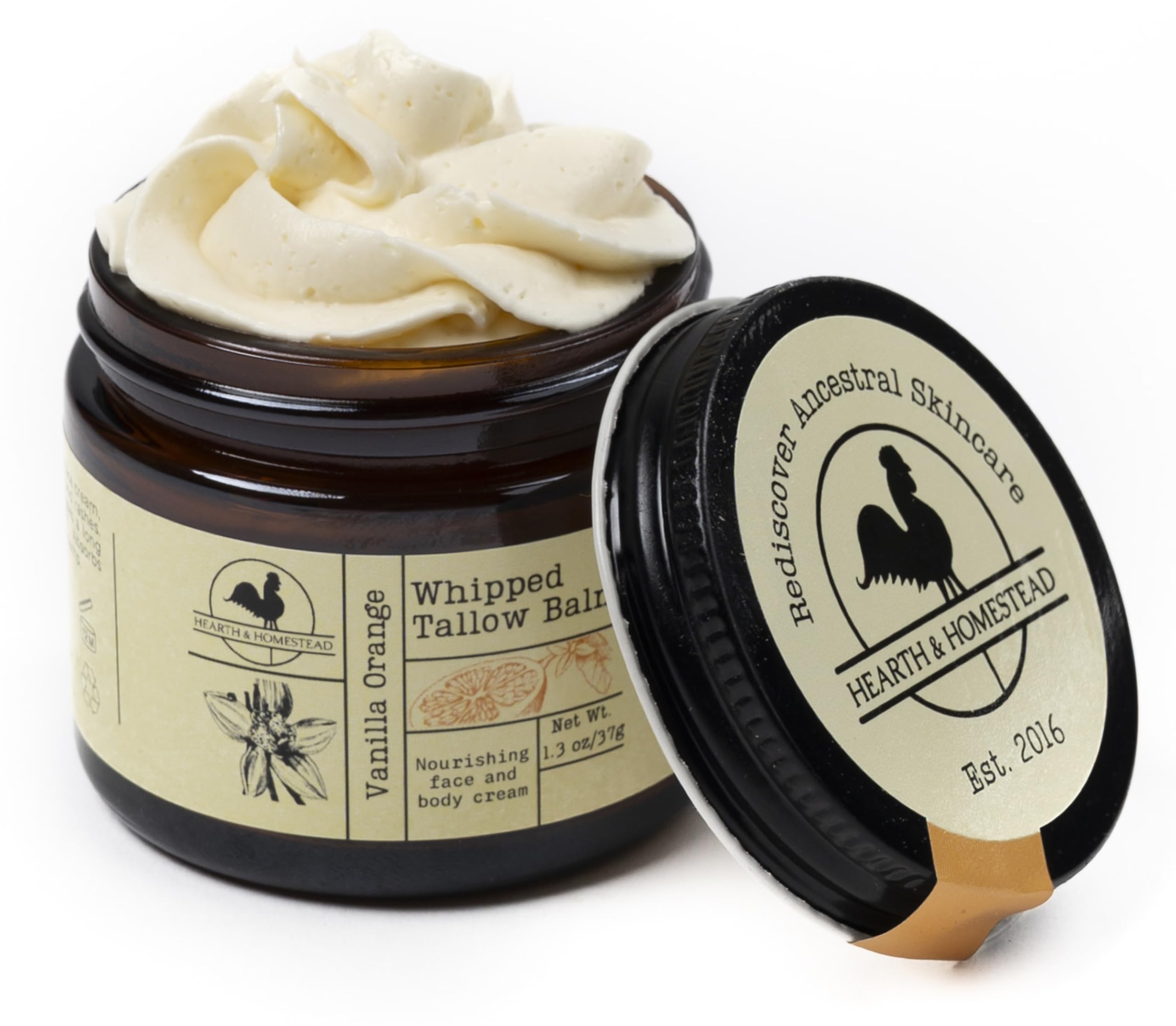 Hearth and Homestead: Handmade Whipped Tallow Balm, Organic, Moisturizer, Body Butter with Infused Olive Oil, for Eczema, Rosacea, Baby (Lavender)