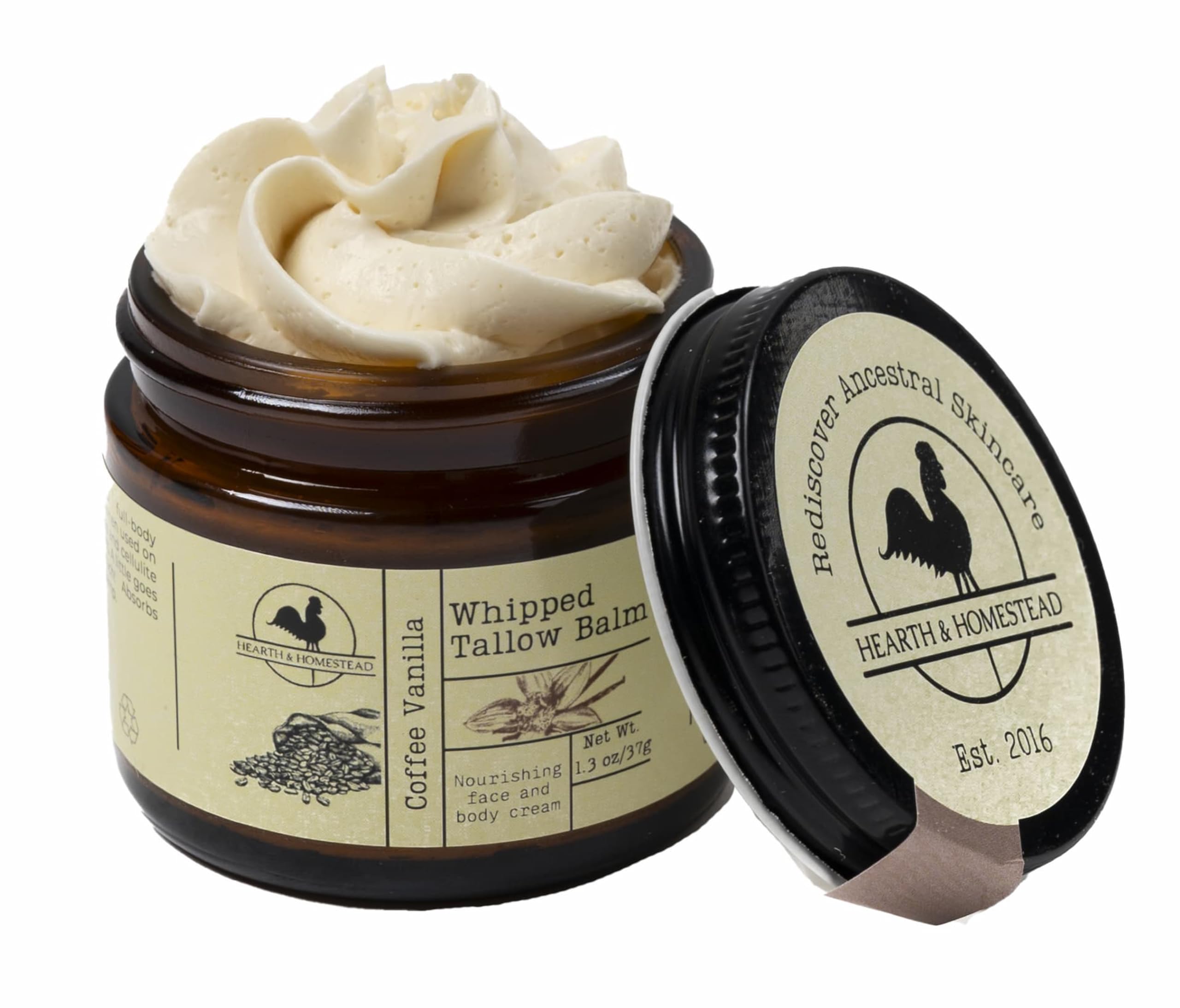 Hearth and Homestead: Handmade Whipped Tallow Balm, Organic, Moisturizer, Body Butter with Infused Olive Oil, for Eczema, Rosacea, Baby (Lavender)