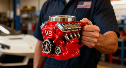 Handcrafted Vintage V8 Engine Mug – 3D Retro Muscle Car Mechanical Coffee Cup with Stainless Steel Liner