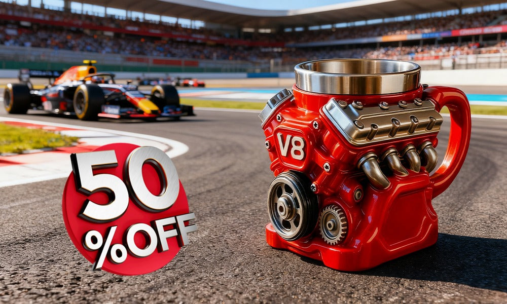 Handcrafted Vintage V8 Engine Mug – 3D Retro Muscle Car Mechanical Coffee Cup with Stainless Steel Liner