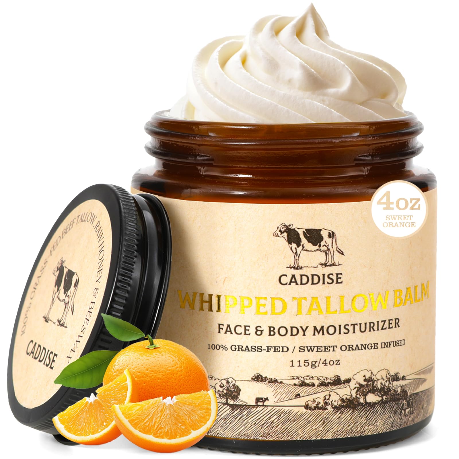 Whipped Beef Tallow for Skin – 100% Grass-Fed Handmade Cream Moisturizer for Face & Body, Natural with Honey, Shea Butter, Jojoba Oil, Non-Greasy, Nourishing for Men, Women, Kids, 4 Oz