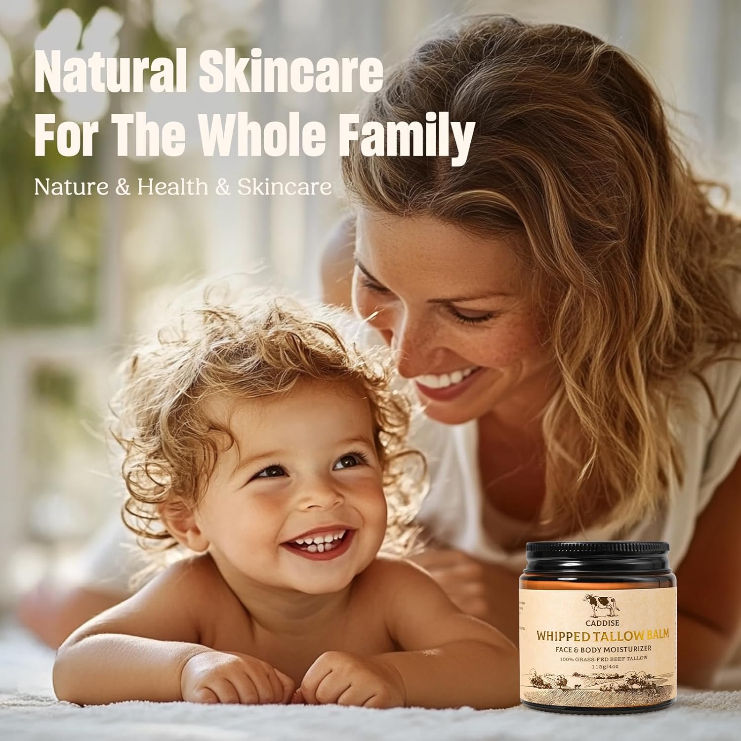 Whipped Beef Tallow for Skin – 100% Grass-Fed Handmade Cream Moisturizer for Face & Body, Natural with Honey, Shea Butter, Jojoba Oil, Non-Greasy, Nourishing for Men, Women, Kids, 4 Oz