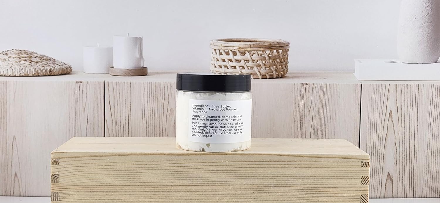 TSA Handmade Whipped Coconut Vanilla Body Butter Cream, Luxury Body Lotion for Dry Skin, Daily Moisturizing Shea Butter, Sunflower Oil, Mothers, Fathers, Women, Men, Teens, 4 oz Jar